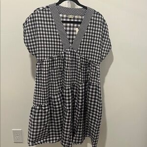 Anthropologie 11.1 TYLHO Gingham Checkered Dress - Navy and White